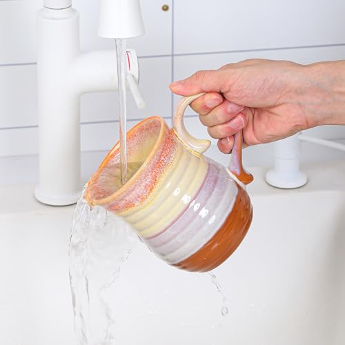 Taza grande de cerámica 21 oz color naranja miniatura 6