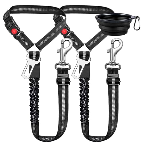 2x TÜV-geprüfter Hundeauto-Gurt mit 1680D-Nylon & 3D-Stoßdämpfer ertifizierter Sicherheitsgurt für SUV/Wohnmobile (80-150cm verstellbar, kaufsicherer Rand) - Für alle Rassen bis 60kg