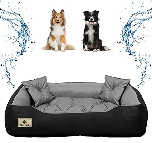 Black Lion Prestige Lit pour Chien de Taille Moyenne, Taille L (90×70×20 cm), lit pour Chien de Taille Moyenne + 2 Coussins supplémentaires, canapé pour Chien de Taille Moyenne, Gris, L