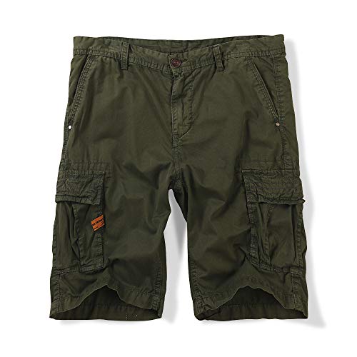 OCHENTA Men's Lightweight Multi Pockets Casual Cargo Shorts Solid Army Green US 32 - Tag 34
