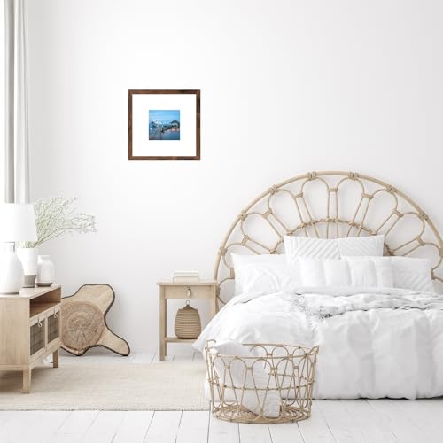 Image of JCJMY 8x8 Picture Frame with Mat, Display 4x4 with Mat or 8 x 8 without Mat, Wood Square 8 by 8 Photo Frames for Wall Hanging or Tabletop, 1 Pack, Deep Brown