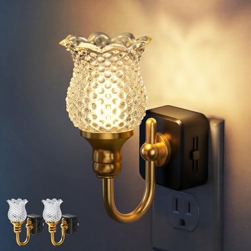 Image of DORESshop LED Night Light,Spot Flower Night Lights Plug into Wall,2 Pack