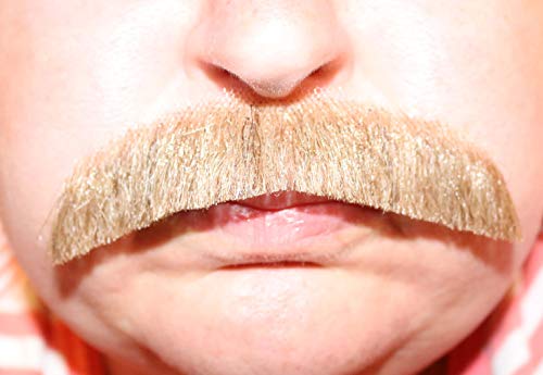 City Costume Wigs Human Hair Lace Back Fake Facial Hair Burt Mustache Light Brown