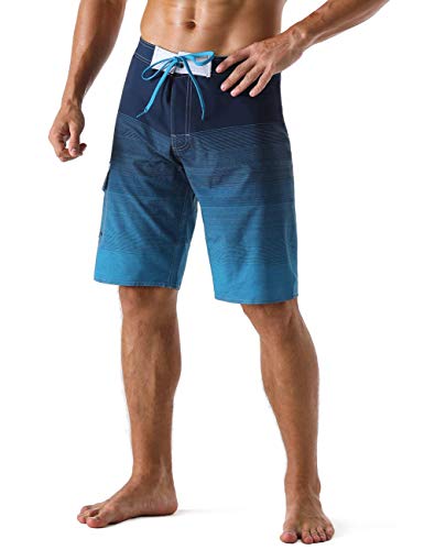 Image of unitop Men's Bathing Board Trunks Beach Shorts Holiday Hawaiian Colorful Striped