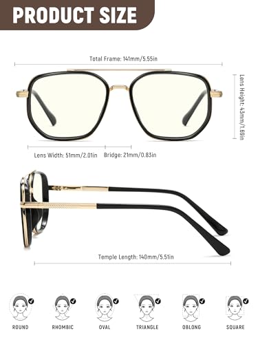 Image of kimorn Blue Light Blocking Aviator Glasses for Women Men | Clear Lens, TR90 Metal Frame, UV400, Office Gaming