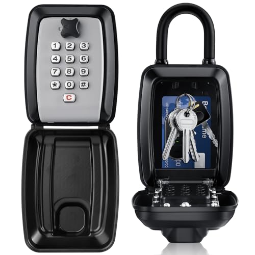 balala Grande Caja para Custodia de Llaves Pared Impermeable, Caja de Seguridad para Llaves Combinación con de 12 codigo, Candado con Grillete Extraíble,Cerradura para hogar, Garaje, Oficina, Armario