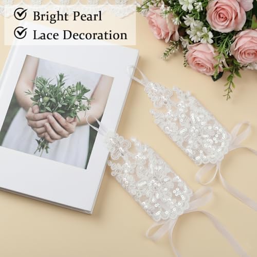 Image of PATPAT Bridal Wedding White Gloves for Women with Pearl, Elegant Lace Gloves for Women Princess Glove for Bride, Cosplay & Formal Events Banquet Stage Performance Accessories