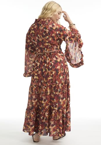 Women's Plus Size Tiered Printed Maxi Skirt2