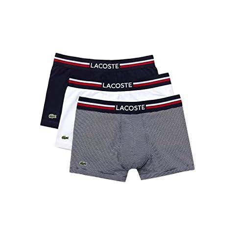 Lacoste Herren 5H3413 Boxershorts, Marine/Blanc, L (3er Pack) Cover