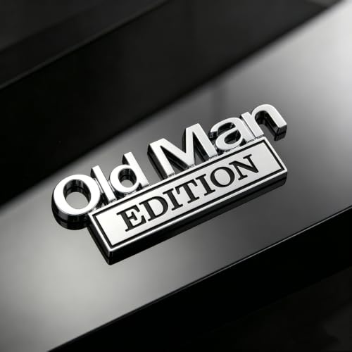 Image of 3D Old Man Edition Chrome Emblems Badges Sticker Car Vehicle, Truck, Motorcycle, RV, Scooter, SUV, Door, Window, Room, Wall and More Decoration (Silver Edition)