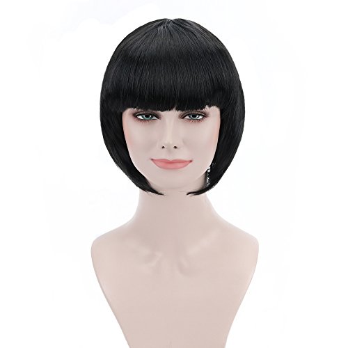 Free Beauty Black Short Bob Flapper Cosplay Wig-Synthetic Costume Women'S Natural Looking Halloween Party Christmas Bangs Wigs thumb #1