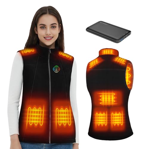 KOVNLO Heated Vest for Women with Battery Pack Included, Fleece Electric Lightweight Heated Jacket for Outdoor