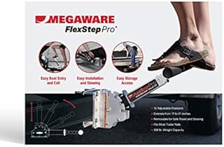 MEGAWARE KEELGUARD FlexStep Pro Adjustable Boat Trailer Step - Attaches to Trailer Frame, Adds Additional Entry Point, 16 Adjustable Positions, Detaches, Step Up & Quickly Grab Items in Your Boat