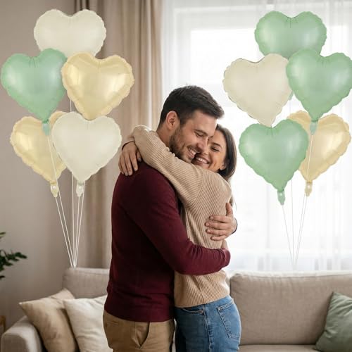 Image of 12 Pcs Colorful Heart Balloons,18 Inch Heart Foil Balloons Love Balloon Valentine Balloon for Birthday Party Wedding Engagement Party Baby Shower Valentine Day Decorations
