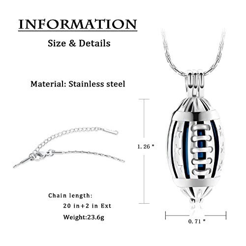 constantlife Football Cremation Jewelry for Ashes Memorial Urn Necklace Stainless Steel Soccer Pendant Keepsake Ashes Holder2