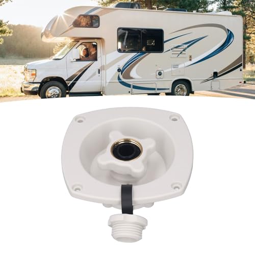 Image of RV Wall Mount Water Inlet Pressure Regulated City Water Entry with Quick Connector ABS Pressure Regulated Entry for Trailer Boat (White)