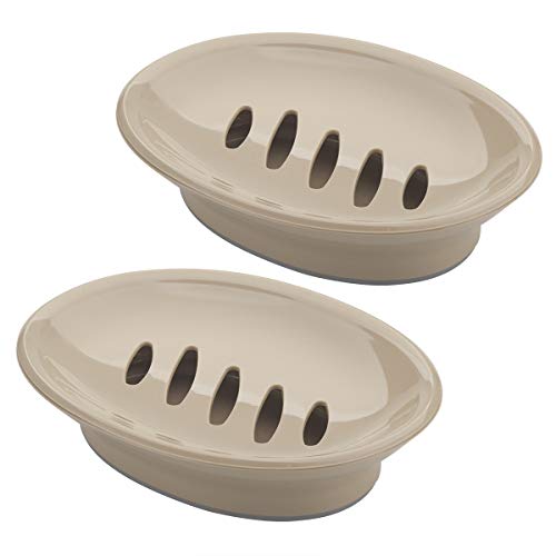 AmazerBath 2 Pack Plastic Soap Dish Bar Soap Holder Shower, Bathroom, Kitchen