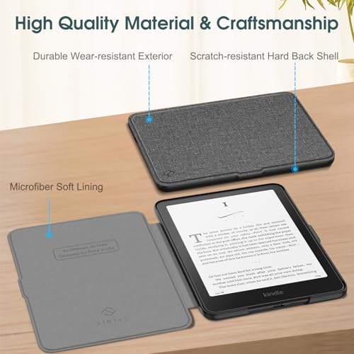 Image of Fintie Case for 7 inch All-New Kindle Paperwhite (12th Generation, 2024) and Kindle Colorsoft Signature Edition - Slim Lightweight Shell PU Leather Protective Cover with Auto Sleep /Wake, Gray