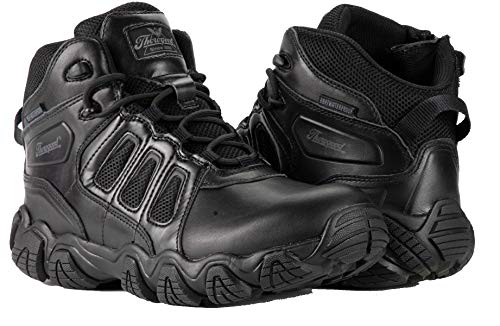 Thorogood Crosstrex 6” BBP Waterproof Black Tactical Boots for Men with Zipper - Breathable Polished Leather and Mesh with Comfort Insole and Traction Outsole; ASTM Rated4