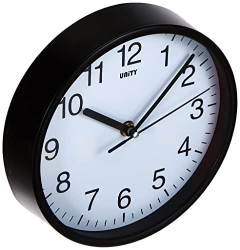 Image of Unity Wall Clock, Radcliffe, Silent Sweep, Modern, Black, 20cm / 8-inch