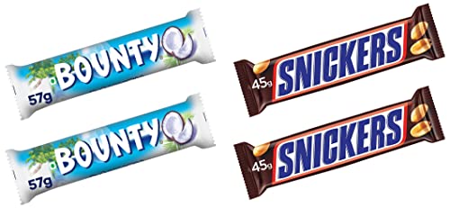 Image of Bounty Coconut Filled Chocolates, 684g (Pack of 12) & Snickers Peanut filled Chocolates, 540g (Pack of 12)