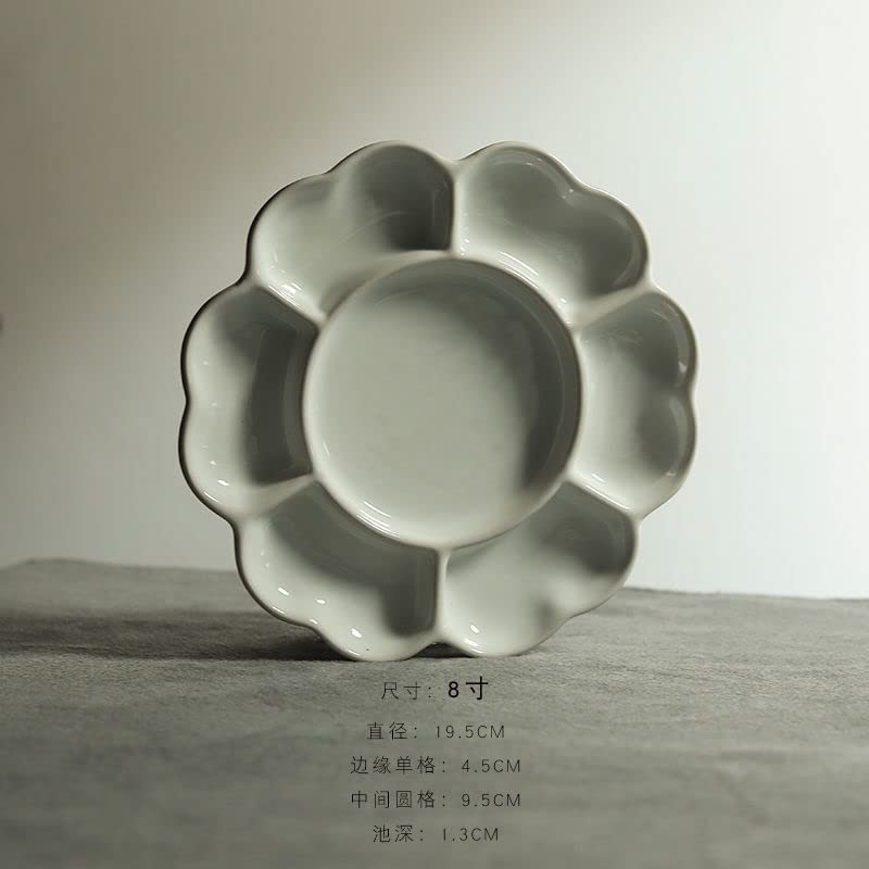 paleta malarska Plum Blossom Plate ceramiczna paleta gwasz taca malarska malarstwo akwarela malarstwo akrylowe dostaw sztuki (Color : 19.5x19.5cm)