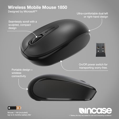 Souris sans fil Microsoft 1850 Incase noire compacte pour PC et Mac - 2