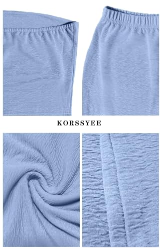 Image of Two Piece Dress Outfits for Women Sleeveless Tube Tops Bodycon Maxi Dress Summer Strapless Crop Top Sexy Suits Set