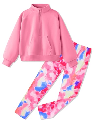 Image of Girls Clothes 2Pcs Outfit Set with Zip-up Top and Trendy Printed Pants Teen Girl Clothes 6-14Y