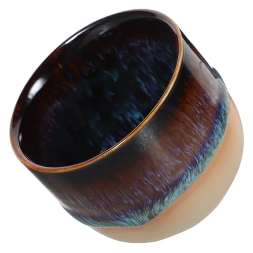 MUCKLILY Taza de Cerámica Japonesa sin Asa Taza de Agua Resistente Altas Temperaturas para Té Diseño con Acabado Esmaltado Marrón y Azul para del Té