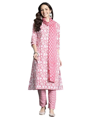 Image of INDO ERA Women Pure Cotton Kurta Set with Dupatta | Festive Suit Set, 11047
