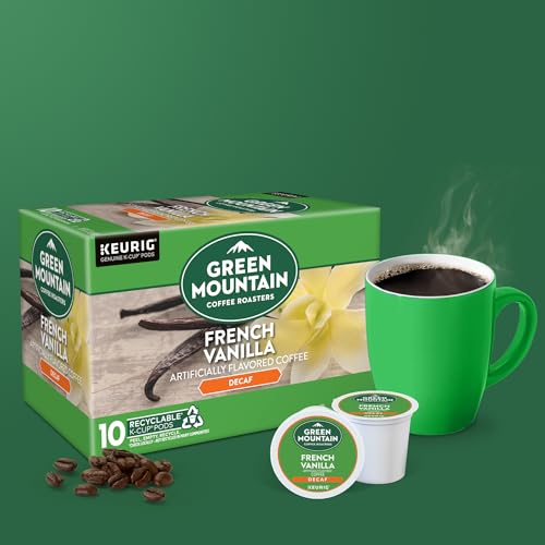 Image of Green Mountain Coffee Roasters French Vanilla Decaf Keurig Single-Serve K-Cup pods, Light Roast Coffee, 60 Count (6 Packs of 10)