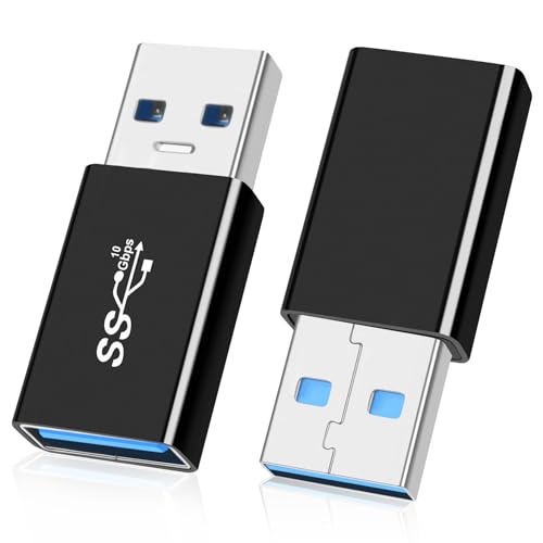 AIYEEN Adaptateur USB 3.0 mâle vers USB3.0 Femelle (Paquet de 2), Adaptateur OTG USBA vers 3.0 Type A, Connexion de connecteur ou Extension de câble de données,...