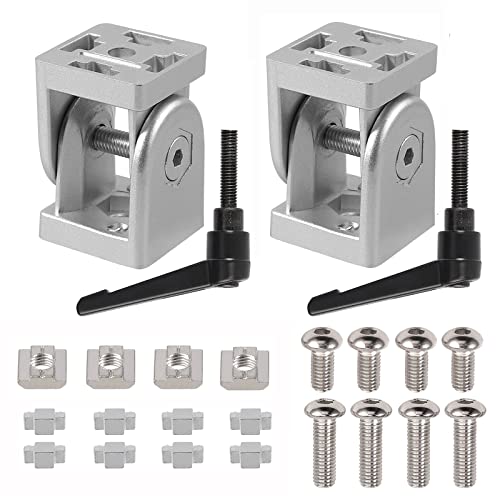 JiGiU 2 Pieces Joint Connector Extrusion Corner Connector 4040 Joint Aluminium Profile 180° Rotation Range Zinc Alloy with Lever and Mounting Accessories