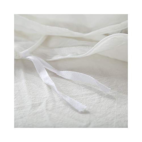 Image of F.Y.Dreams 100% Washed Cotton Duvet Cover for Weighted Blanket 48x72 inches with 16 Ties, Zipper on Long Side /White /Just Duvet Cover