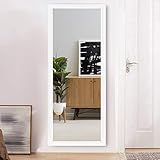 Elevens Full Length Floor Mirror 43'x16' Large Rectangle Wall Mirror Standing Hanging or Leaning Against Wall for Bedroom, Dressing and Wall-Mounted Thin Frame Mirror - White