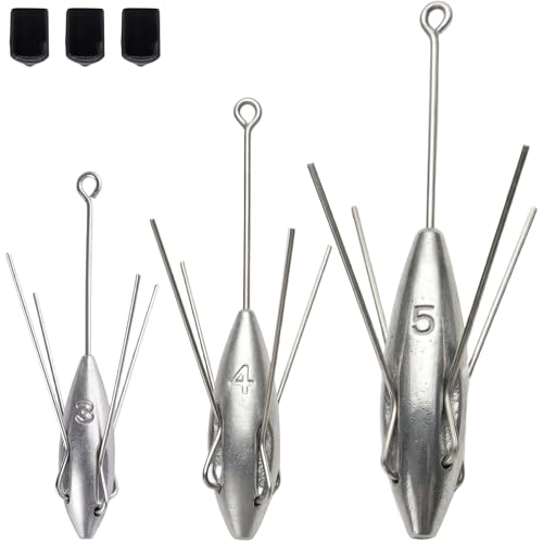 Sputnik Sinker Spider Sinkers 3Piece Kit (3oz 4oz 5oz) LongTail Surf Fishing Weights for Beach & Saltwater Casting Precision Lead Alloy Tackle Kit