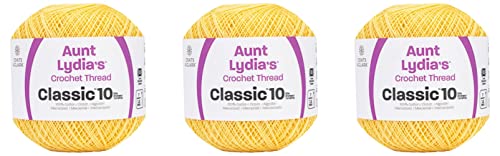 Image of Aunt Lydia's Classic 10 Cotton Crochet Thread, Maize, 3-Pack