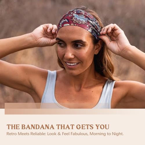 Image of Awumbuk Wide Headbands for Women Knotted No Slip Head Bands Soft Turban Headband Hair Accessories Boho African Solid Color Head Wraps for Women Yoga Workout (Dark Green)