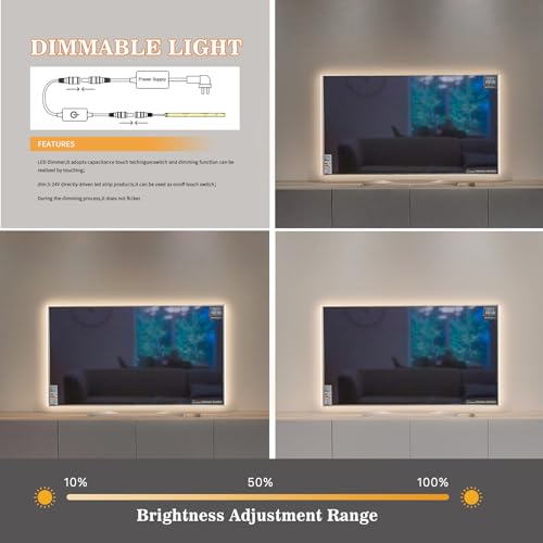 Image of COB LED Strip, 16.4ft White LED Strip Light, Dimmable LED Light Strip 6000K Bright Daylight White, CRI92+, 8mm Width, 24V Flexible LED Tape Light for TV, Bedroom, Kitchen Cabinet, Closet, Home.