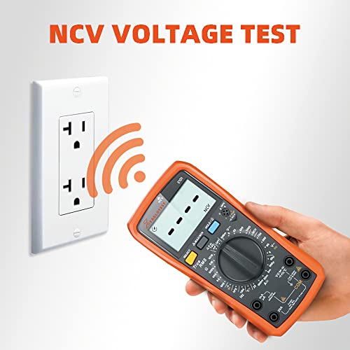 Eaglotest 6000 Counts Trms Digital Multimeter Ac/Dc Voltage & Current Non-Contact Voltage Test Capacitance Frequency Resistance Diodes/Continuity Resistance Transistor Data Hold, Black #TOP2