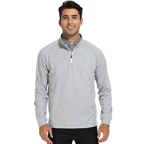 DEOLAX Mens Quarter Zip Pullover Solid 1/4 Zip Pullover Mens Athletic Long Sleeve Sweatshirt Mock Neck Golf Shirts for Men2