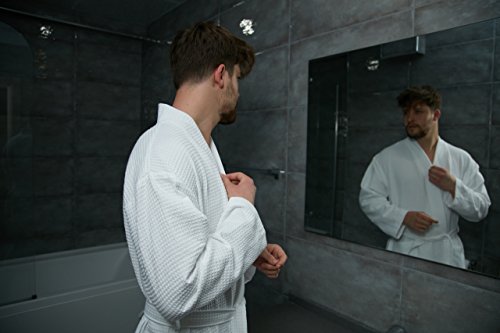 Bagno Milano Mens Waffle Robe – Lightweight Cotton Blend Waffle Bathrobe Men For Spa, Made In Turkey, Large White #TOP2