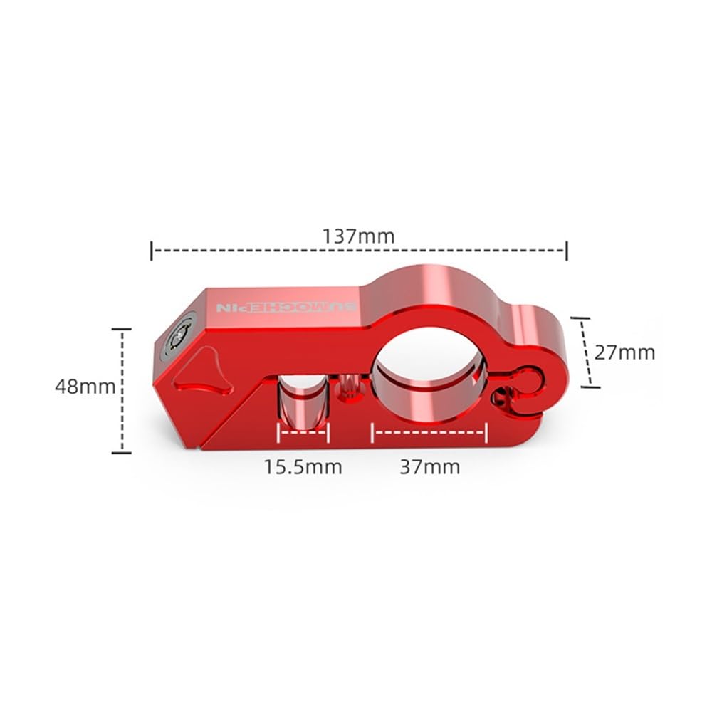 Serrure De Poignée Moto 2 En 1 Verrouillage De Frein En Alliage D'aluminium Verrouillage Sécurité Guidon De Moto Bloc Disque Cadenas(Red)