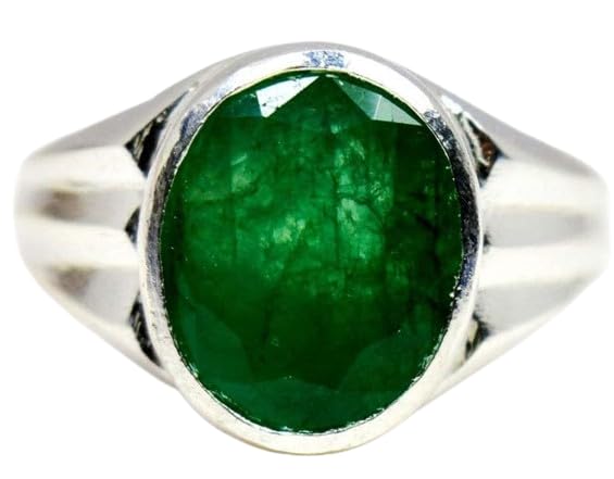 5 Carat Panna In Silver Ring 5.50 Ratti Green Emerald Ring Origin...