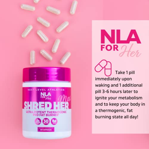 Shred Her Max (30 Servings) -Thermogenic For Women -Healthy Weight Management & Fat Loss W Caffeine, Reduce Stomach Belly Fat, Bloating, Metabolism Boost, Appetite Suppressant, Natural Diet Supplement #TOP1