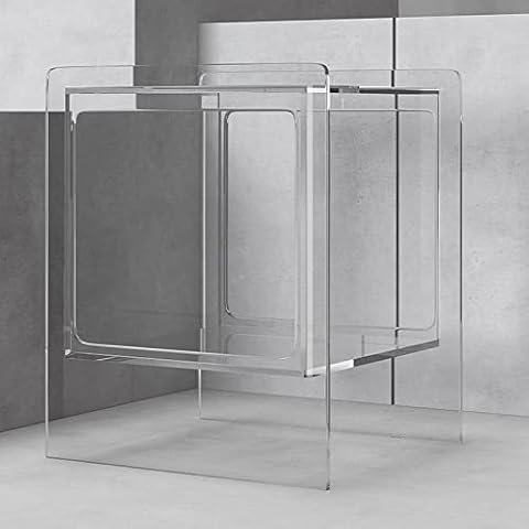 Acrylic End Table, Modern Coffee Side Table Cabinet, Home Decor Display Nightstand Nightstand for Living Room Bedroom Office,Clear,18.1"×15.7"×21.6" Cover