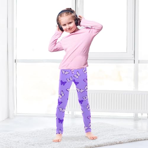 Girls' Leggings Butterfly Purple Kids Yoga Tights Pants 1 Pack 23032624