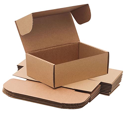 9x6x2'' Small Shipping Boxes for Packaging (inner size), YOUNGKEE 10 Pack Small Cardboard Boxes for Crafts, Recyclable Corrugated Boxes for online Business, Mailer, Gift Packing, Jewelry Box, Brown