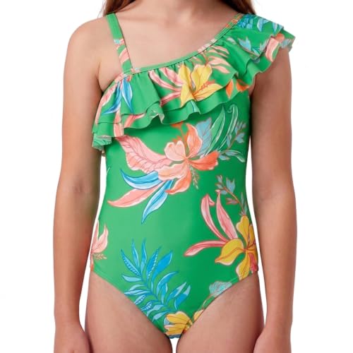 Image of Kanu Surf Girls Morgan Floral Ruffle 1-Shoulder 1-piece Swimsuit
